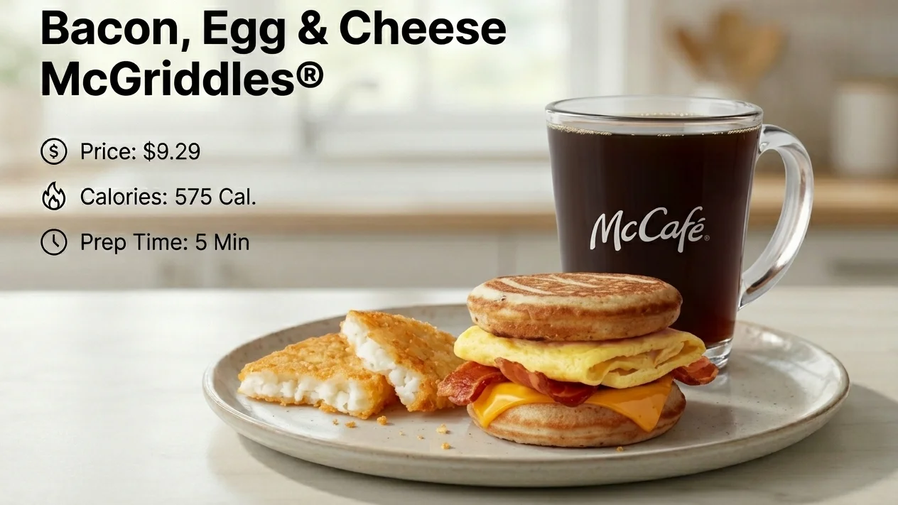 Price-$9.29 | 575 Cal. Bacon, Egg & Cheese McGriddles®