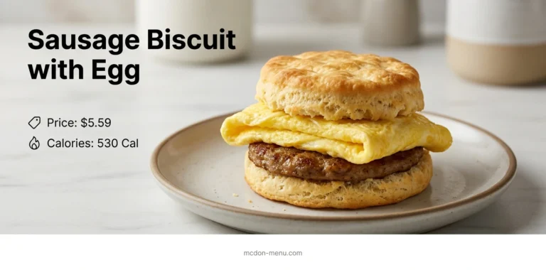 Sausage Biscuit with Egg $5.59 | 530 Cal
