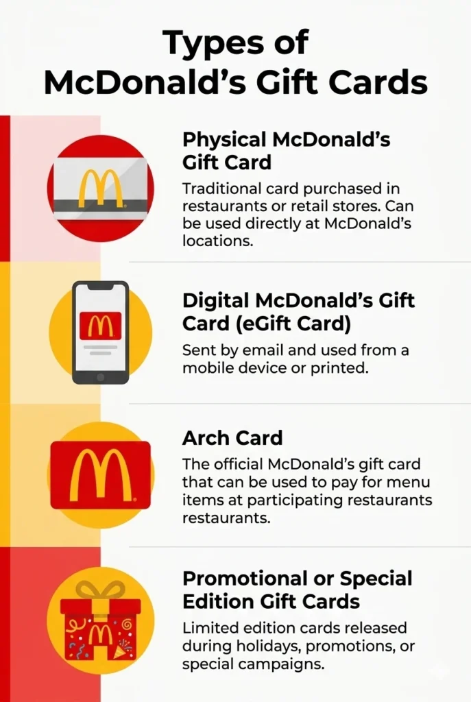 Types of McDonald's Gift Cards.