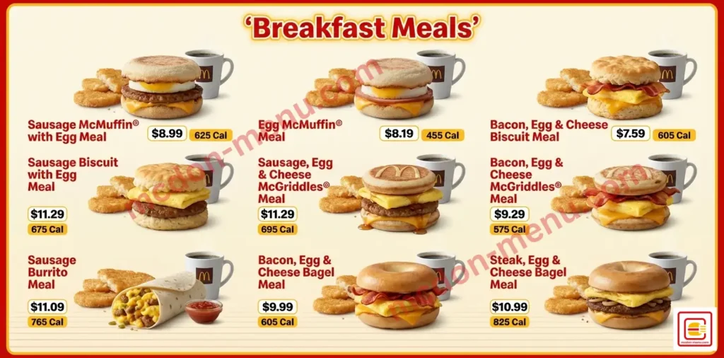 McDonald’s breakfast meals menu