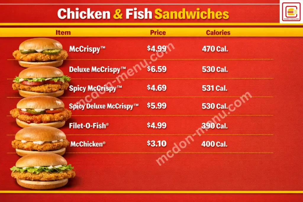 McDonald’s chicken and  fish sandwiches