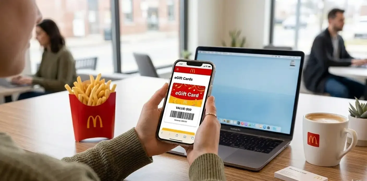 McDonald’s eGift card shown on a smartphone using the McDonald’s app.