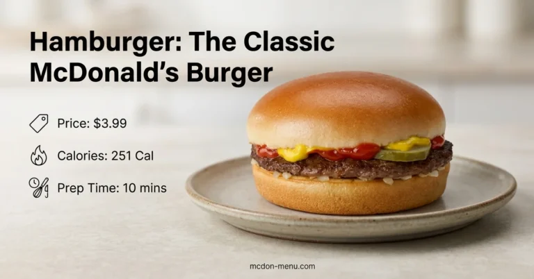 McDonald’s Hamburger 3.99, 251 Cal