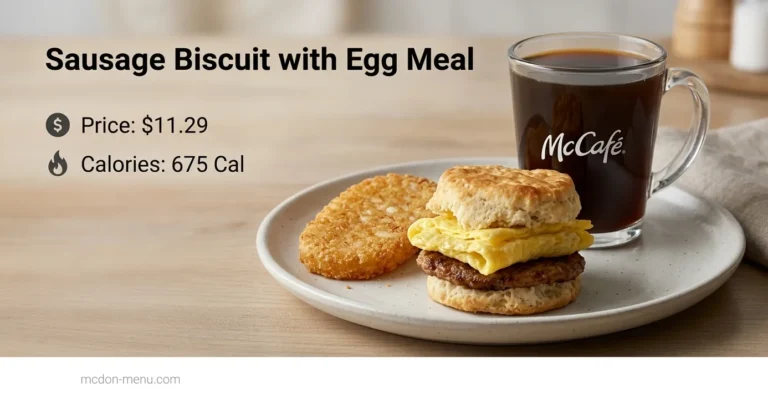 Sausage Biscuit with Egg Meal $11.29 | 675 Cal