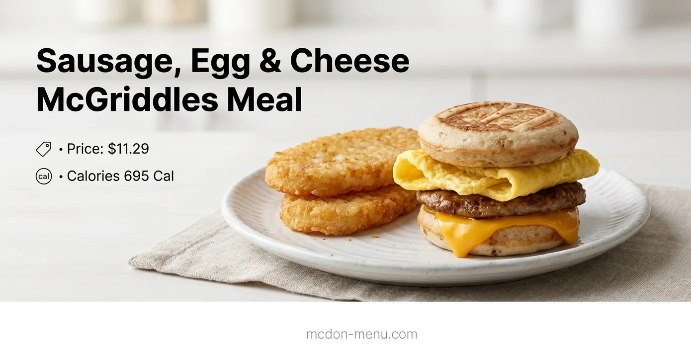 Sausage, Egg & Cheese McGriddles Meal $11.29 | 695 Cal