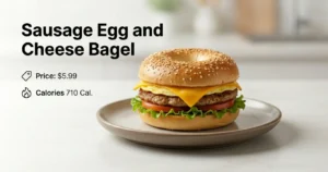 Sausage Egg and Cheese Bagel $5.99 | 710 Cal.