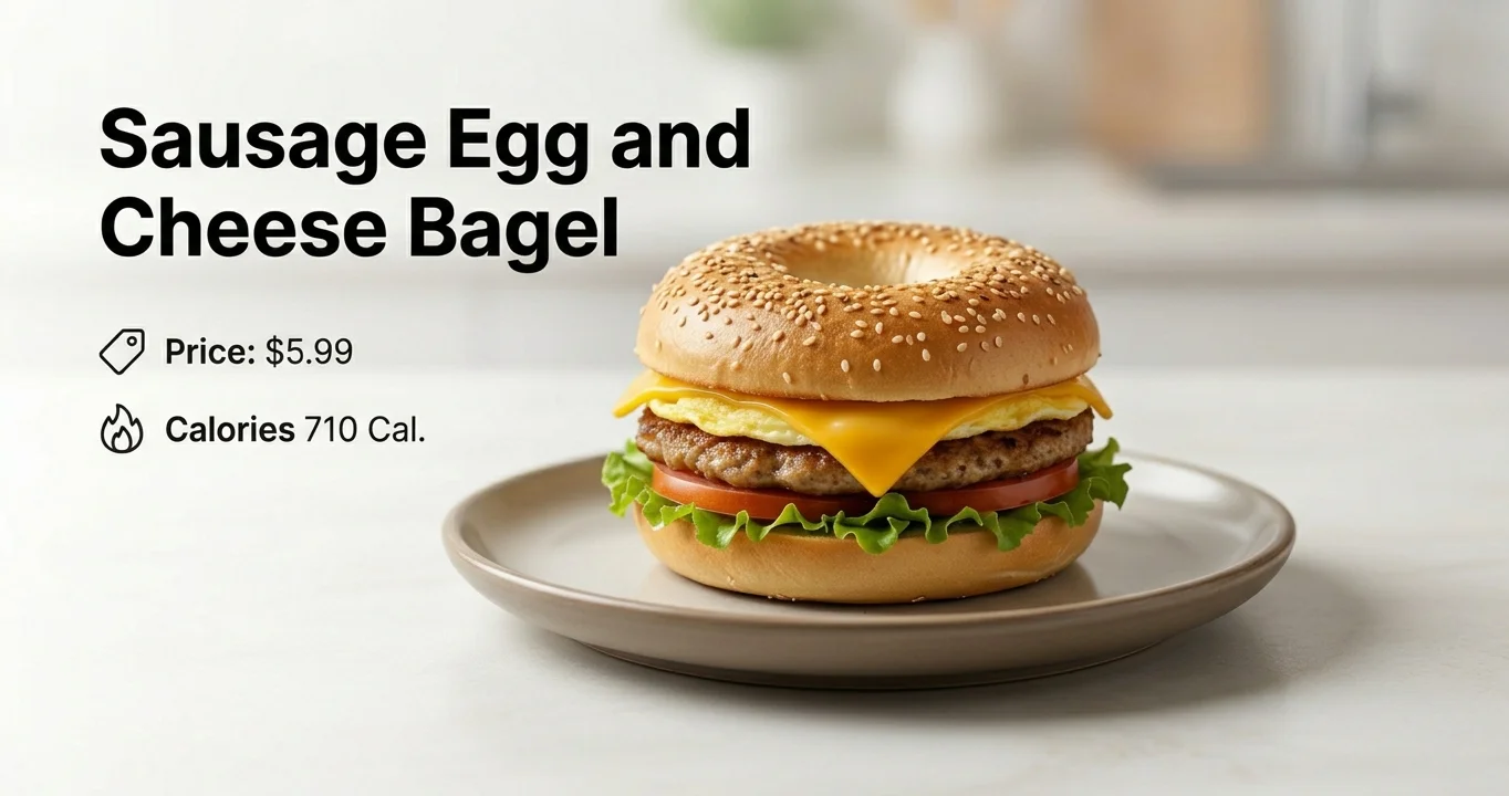 Sausage Egg and Cheese Bagel $5.99 | 710 Cal.