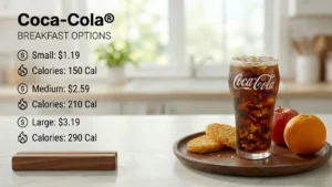 Coca-Cola® Small-$1.19 | 150 Cal Medium-$2.59 | 210 Cal Large-$3.19 | 290 Cal