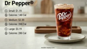 Dr Pepper® Small-$1.19 | 140 Cal Medium-$2.39 | 200 Cal Large-$3.19 | 280 Cal