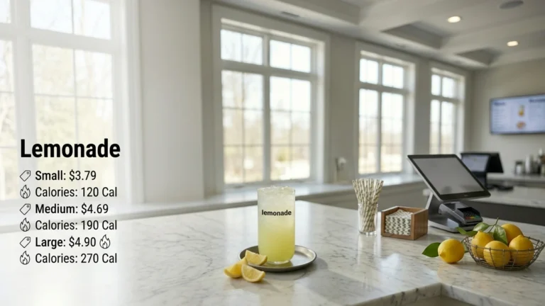 Lemonade Small-$3.79 | 120 Cal Medium-$4.69 | 190 Cal Large-$4.90 | 270 Cal