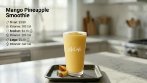 Mango Pineapple Smoothie Small-$3.89 | 200 Cal Medium-$4.19 | 205 Cal Large-$5.49 | 340 Cal
