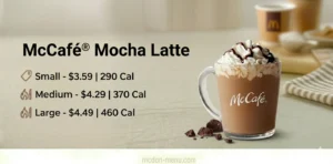 McCafé Mocha Latte Small 3.59 290 Cal