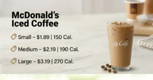 McDonald's Iced Coffee Small – $1.89 | 150 Cal. Medium – $2.19 | 190 Cal. Large – $3.19 | 270 Cal.